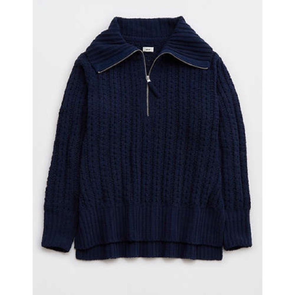 Aerie Cable Car Quarter Zip Sweater